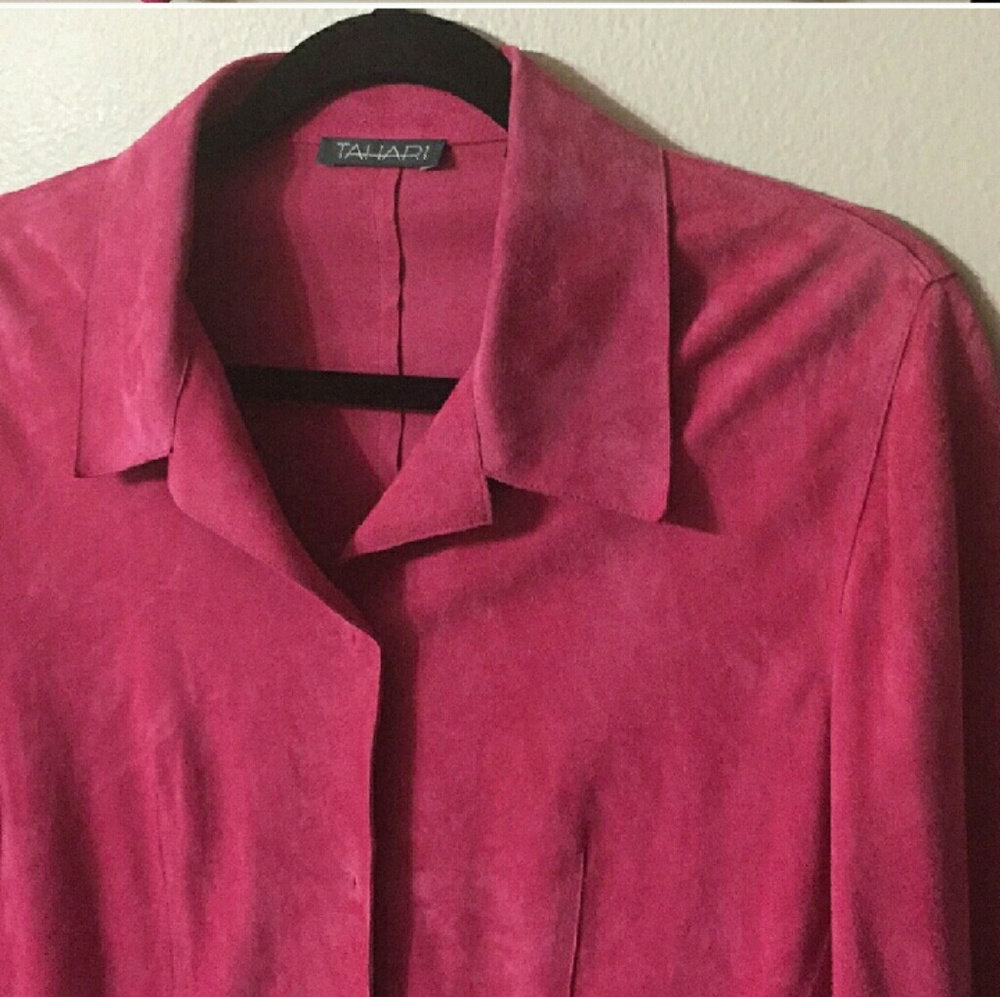 TAHARI Hot Pink Suede Jacket - Picture 5 of 8
